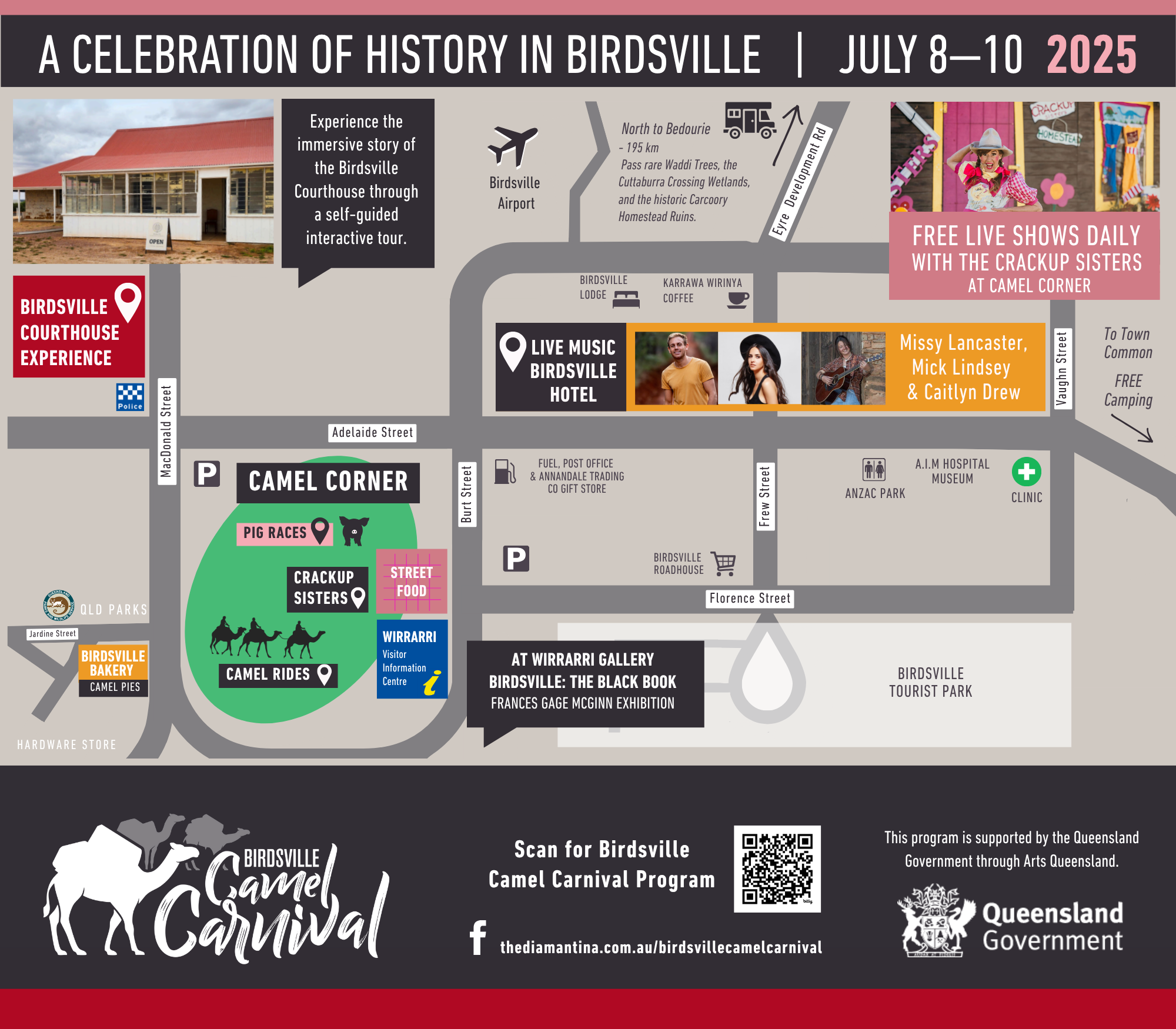 Birdsville camel carnival event map 2025