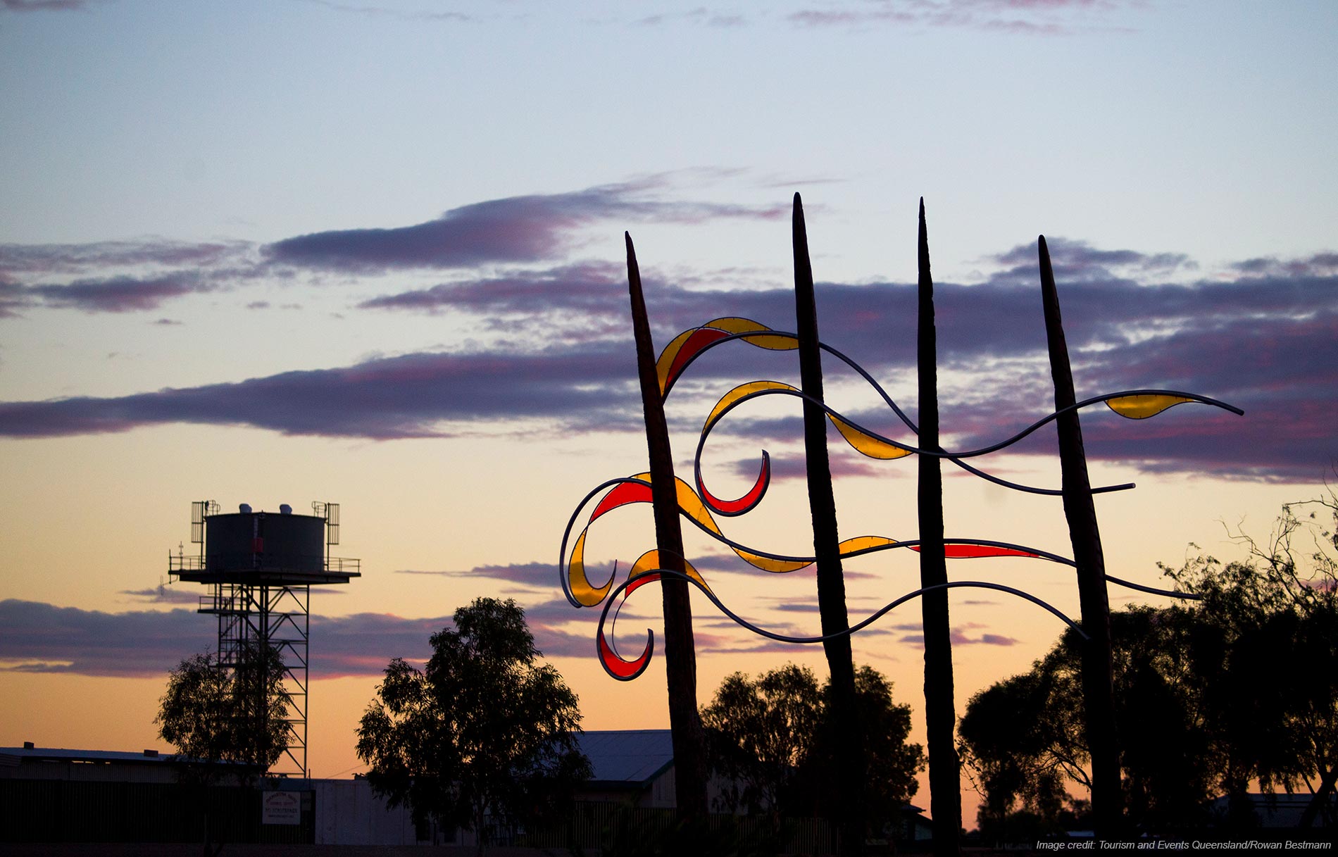 Art installation at sunset